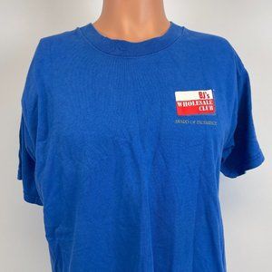 BJ Wholesale Club Store Award Of Excellence Promo T Shirt Vintage 90s Blue L